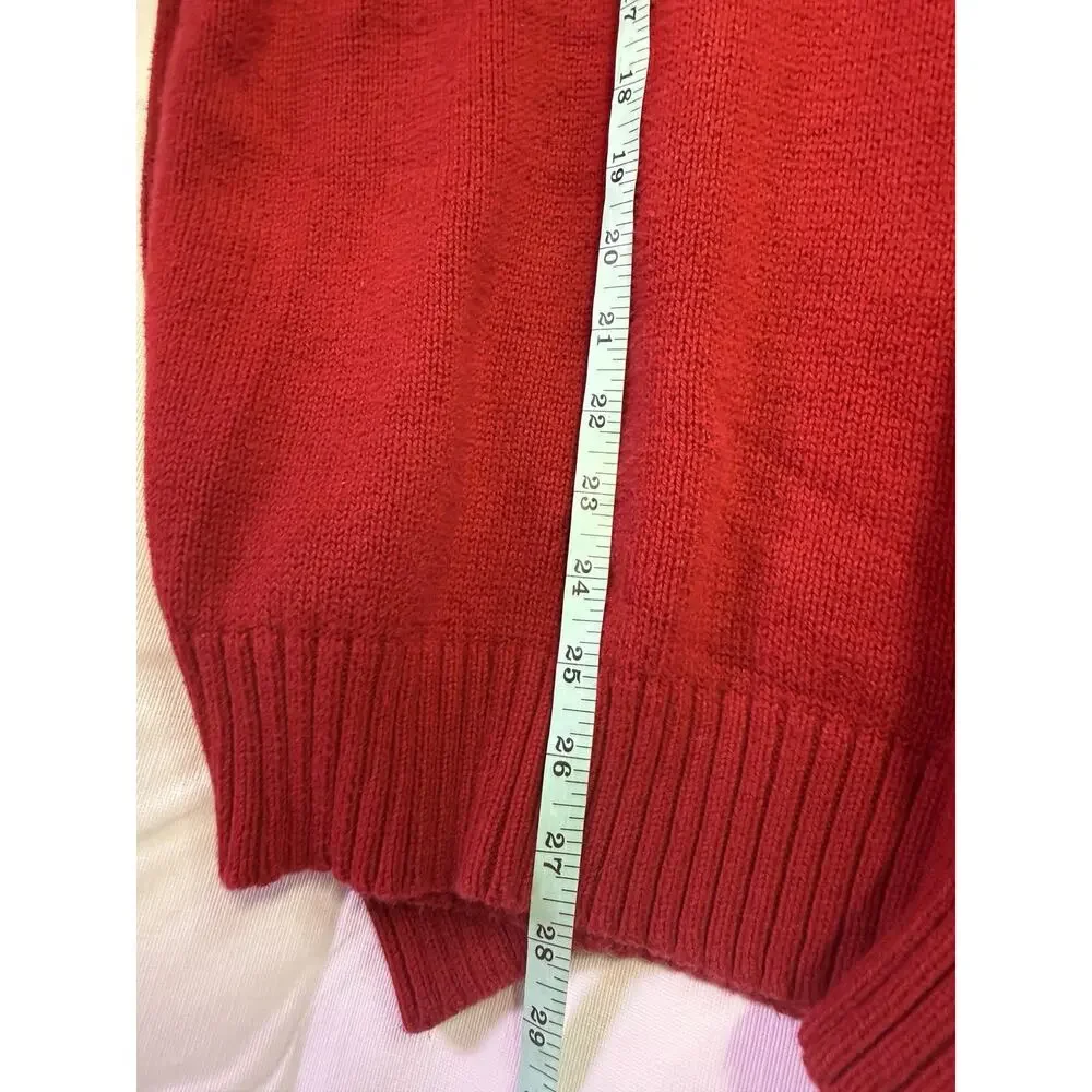 Polo Ralph Lauren Men's Red VINTAGE Pima Cotton V-Neck Knit Sweater Logo L
